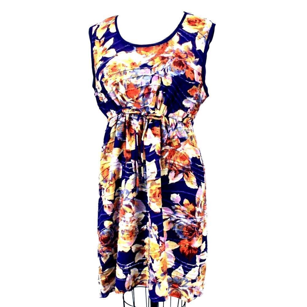 Simply Vera Wang Floral Watercolor Empire Dress Purple Sleeveless XL 14 $50